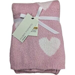 Gerber Modern Moments Pink White Heart Baby Blanket SOFT Chenille Girl 30x40 NWT